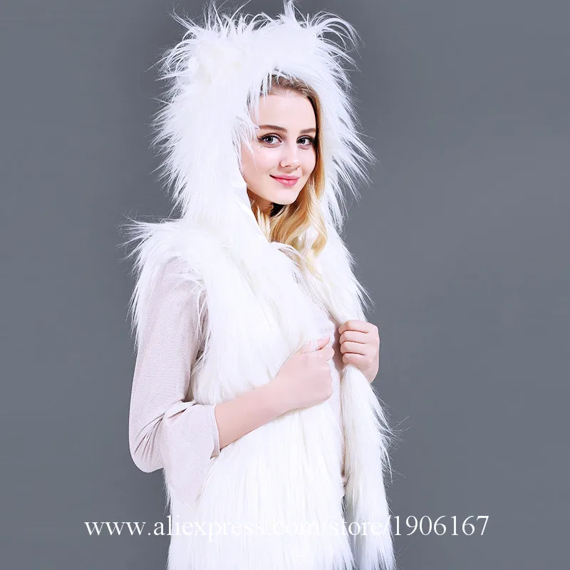 LED Vest Glowing Hooded Fur Vest Night Club Dance Performance Glowing Clothes Music Festival Clothing3