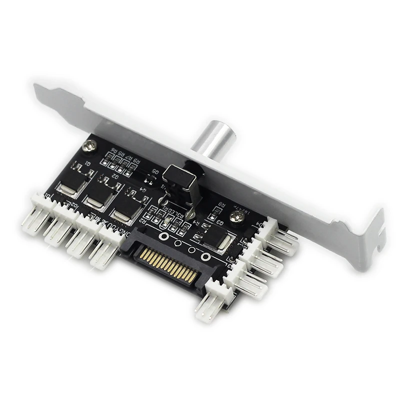 

New fan Speed Controller for CPU Case HDD VGA PWM Fan PCI Bracket Power by 12V 3pin4pin fan hub 8 Channels PC Cooler Cooling Fan