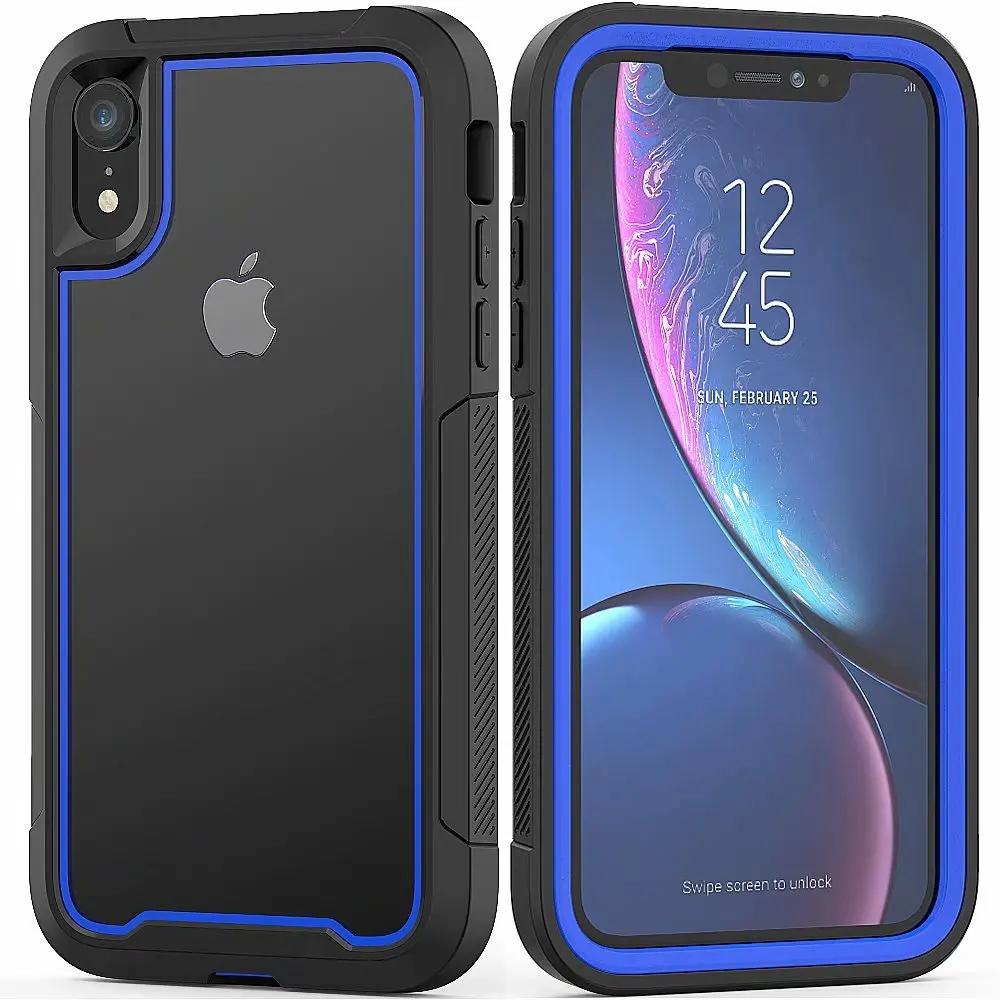 Роскошный брендовый чехол для Iphone XS Max X XR 7 8 Plus, чехол, полный корпус, прочный, Прозрачный бампер, чехол для телефона для samsung Galaxy S10 Plus E - Цвет: black blue