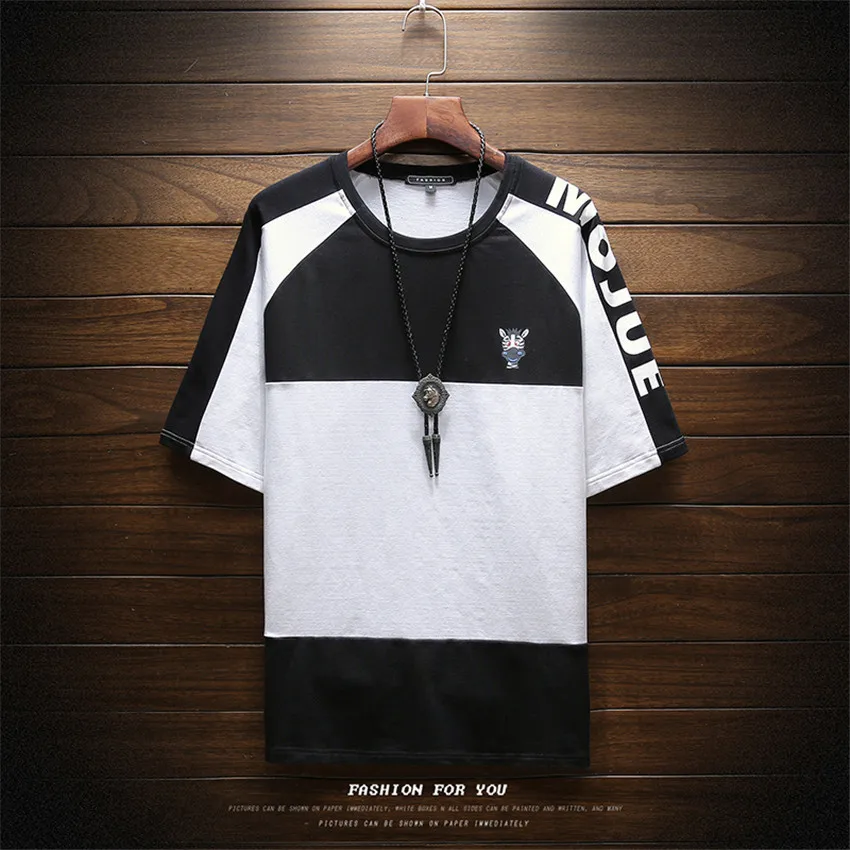 

2018 Summer Fashion Mens Casual Round Neck T shirt New Men s Back Creative Giraffe Print Loose Short-sleeved Mens T shirts