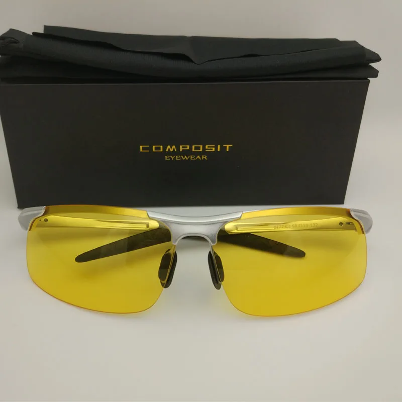 Эластичные ноги Composit бренд супер легкие солнцезащитные очки Серебряное зеркало спортивные полу оправы алюминия магния мужские солнцезащитные очки Polaroid - Цвет линз: yellow