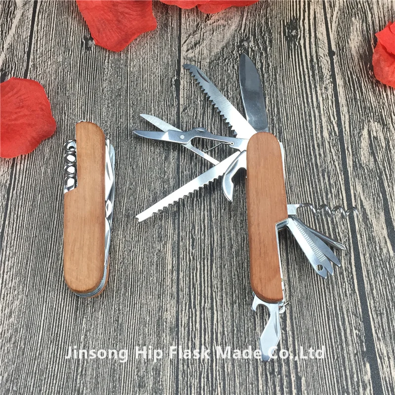 

Multifunction Knife 11 swiss knife folding blade knife wooden 3 lines 11 open can personalized logo