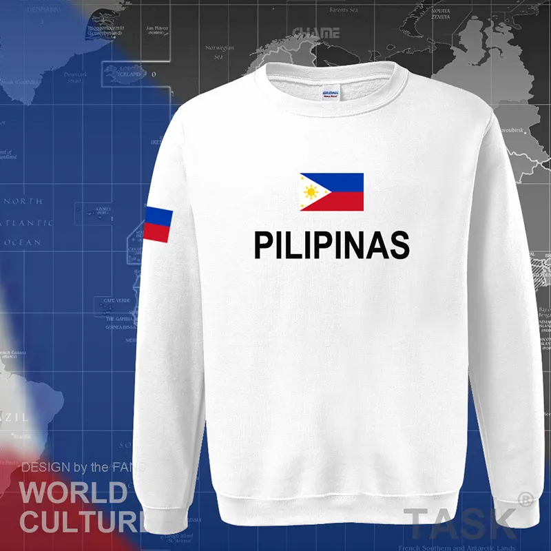 Толстовки с Филиппинской символикой, Мужская толстовка, новая уличная одежда в стиле хип-хоп, трикотажный спортивный костюм, Национальный Филиппинский флаг, PH Pilipinas - Цвет: roundneck white