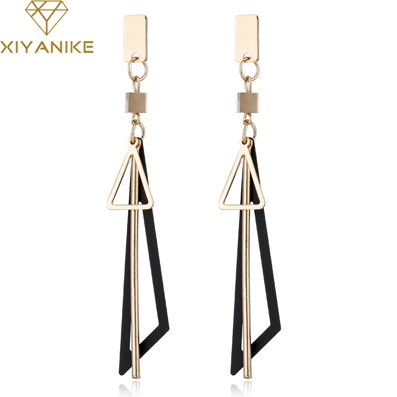 

XIYANIKE 3 Colors New Korean Geometric Tassel Drop Earrings Brincos Oorbellen Statement Earrings For Women Gift Wholesale