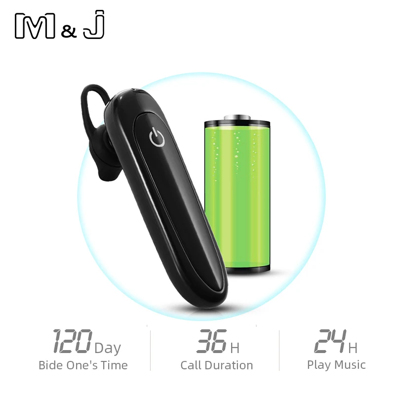 

24 Hours Play Business Bluetooth Headset Car Bluetooth Earpiece Hands Free with mic ear-hook Wireless Earphone for iPhone xiaomi
