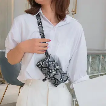 

Fashion Rivet Decor Snake Print Sports Shoulder Messenger Handbags Women Waist Fanny Belt Packs PU Leather Crossbody Chest Bags
