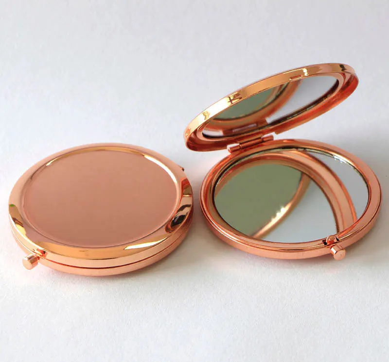 High quality Plain Rose Gold Double Sided Travel Compact Mirror Dia