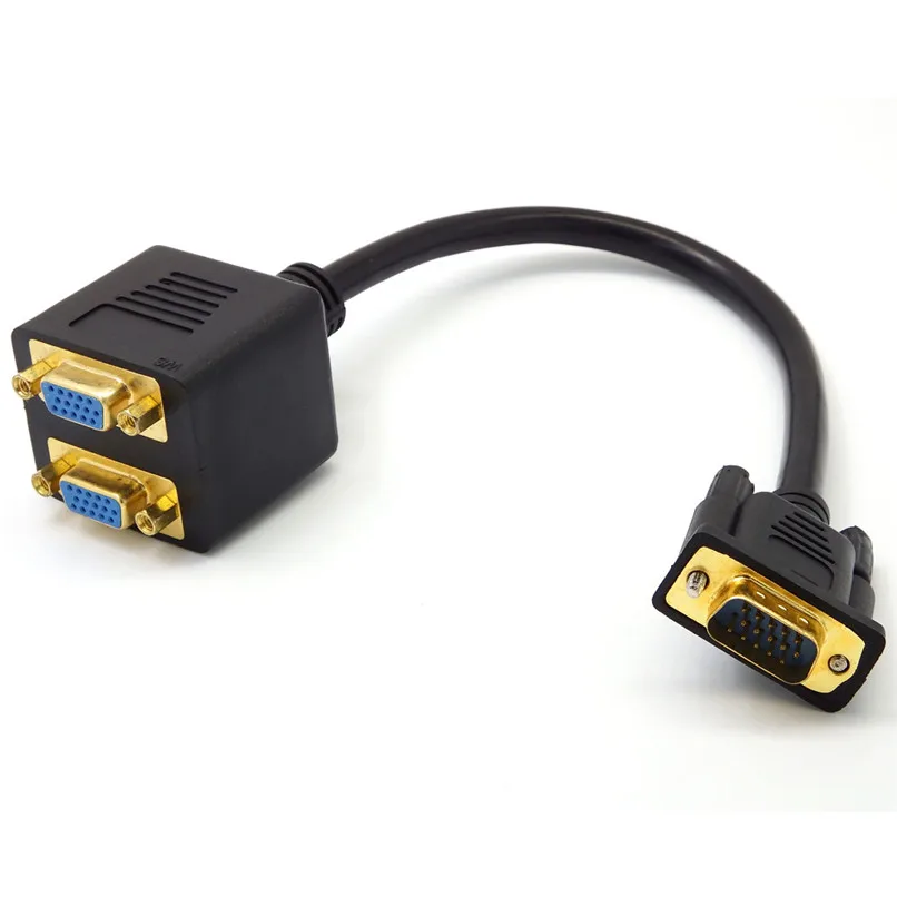 

Universal 1 VGA Male to 2 VGA Female VGA Monitor Y Splitter Cable 30CM Free Shipping H10T2