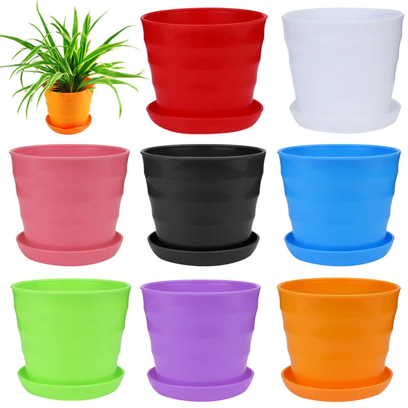 

Colourful Mini Plastic Flower Pot Succulent Plant Flowerpot Home Office Decor Miniature potted flower tray AK4-23