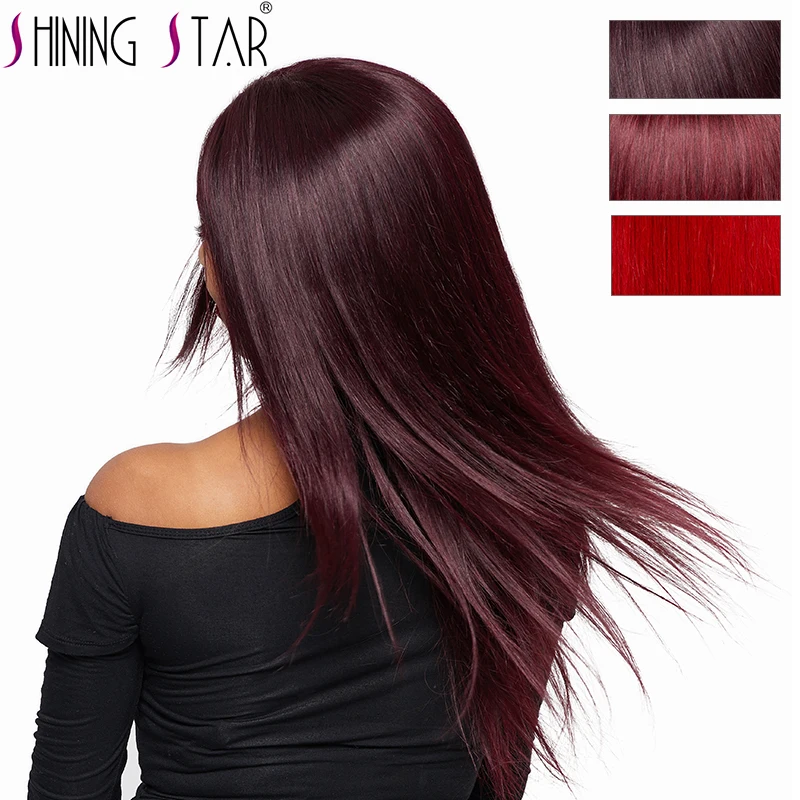 Shining Star бордовый Синтетические волосы на кружеве человеческих волос Парики Бразильский прямые волосы Синтетические волосы на кружеве
