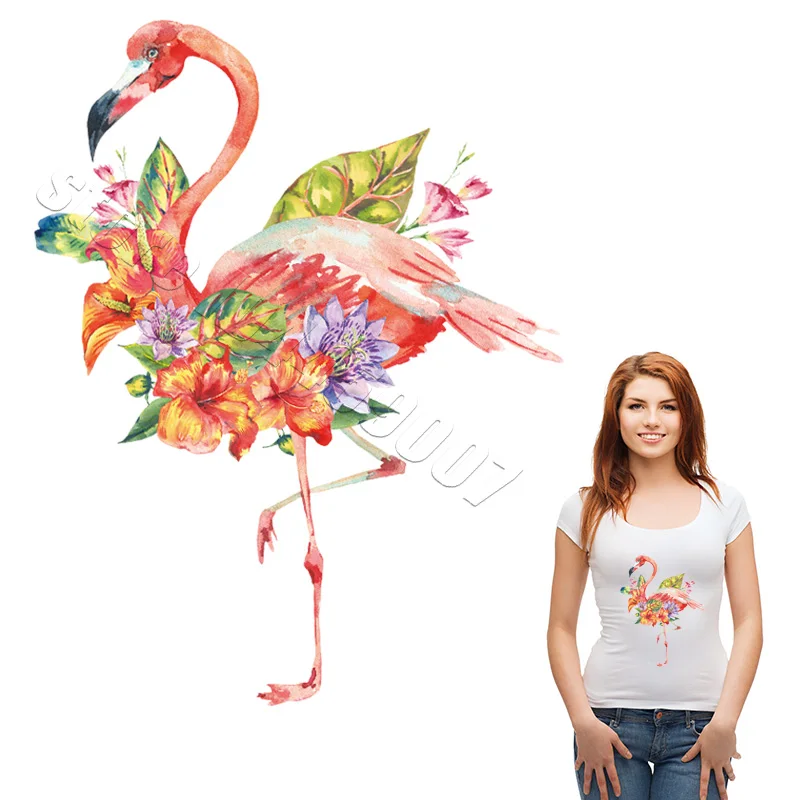 

Sweet Flamingo Patches For Dress Woman Handmade Household Heat Transfer Stickers New Design A-Level Washable Parches