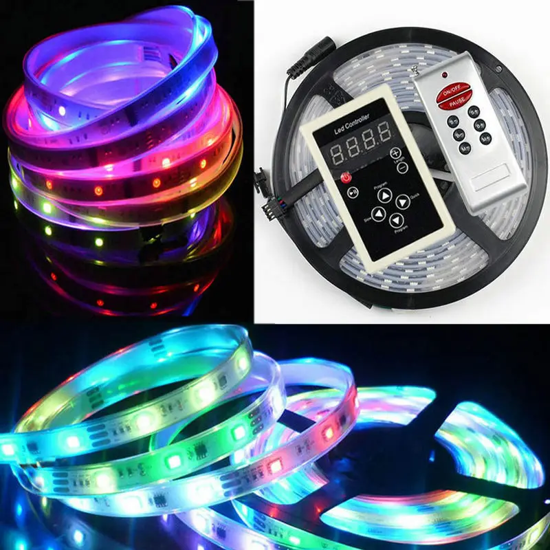 

5M 12V intelligent TM1812 flexible 1812IC 5050 RGB LED Light Strip Dream color 300Led 60led/M waterproof IP67+133 controller