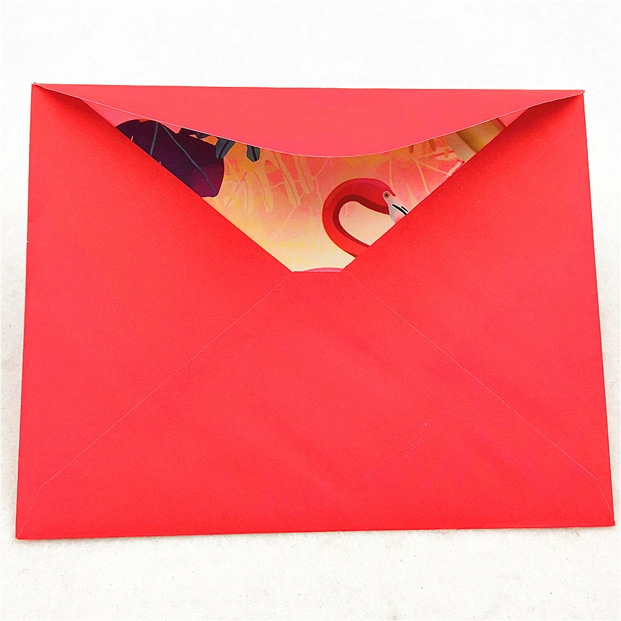  6pcs/set Cartoon Flamingo Party Supplies Envelope Invitation Card Children's Birthday Party Decorat - 33003714527