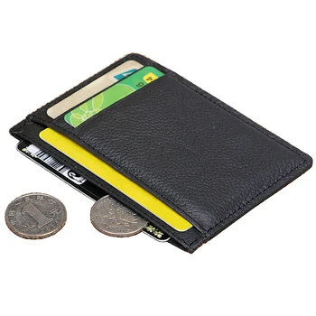 

New Slim Design Genuine Leather Cowhide ID Holders Customized Men's Credit Card Holder Black Brown Thin Bank Cards Case Package