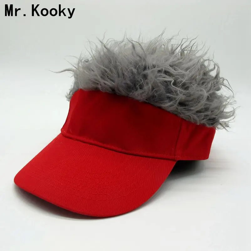 Mr.Kooky 15 шт./лот модные бейсболки поддельные чутье волос Защита от солнца Черный с козырьком шляпа мужская женская парик смешной веера для вечеринок крутые кепки