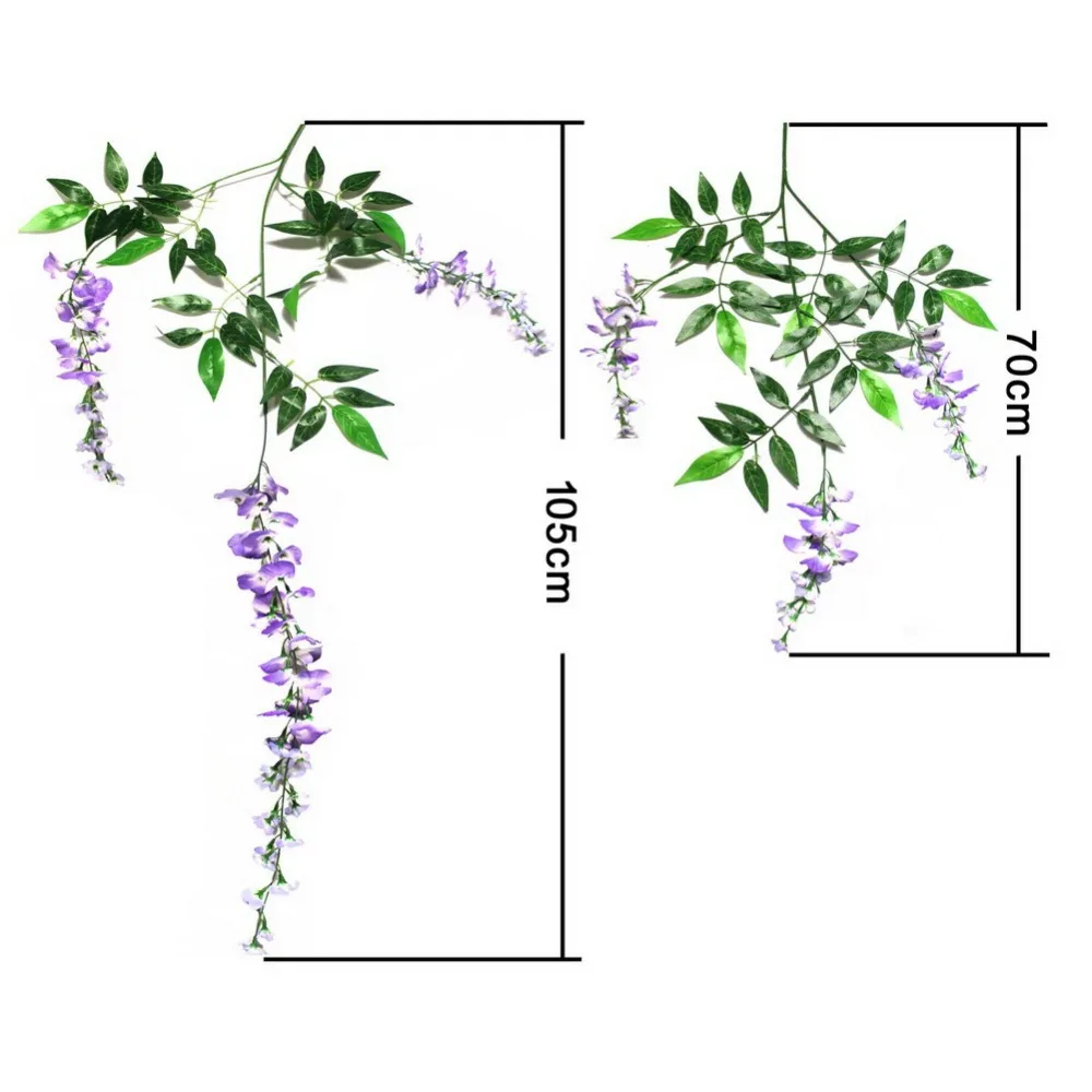 6 шт. романтическая шелковая Вистерия искусственная Висячие Цветы Висячие Искусственные цветы для свадебной вечеринки украшения дома сада фиолетовый белый