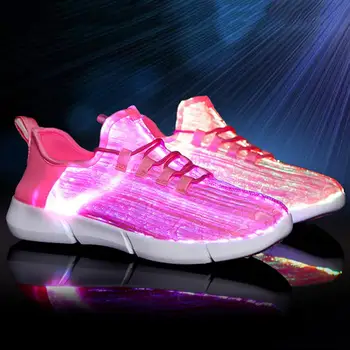 

Size 36 Summer Led Fiber Optic Shoes for Girls Boys Men Women USB Recharge Glowing Sneakers Man Light Up Shoes Sports Shoes