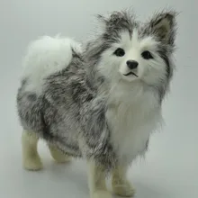 Моделирование животных постоянного Собака Хаски 16x15 см модель игрушка полиэтилен и меха ручной работы, украшения, подарок, детские игрушки A548