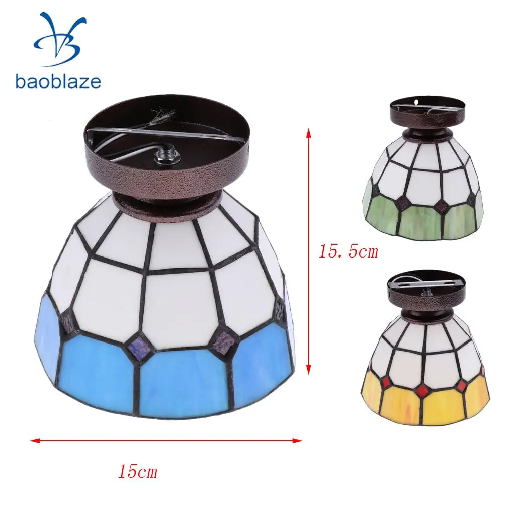 E27 Glass Mediterranean Style Body Surface Flush Mount Ceiling Light Lampshade Bulb Cover 110-220V