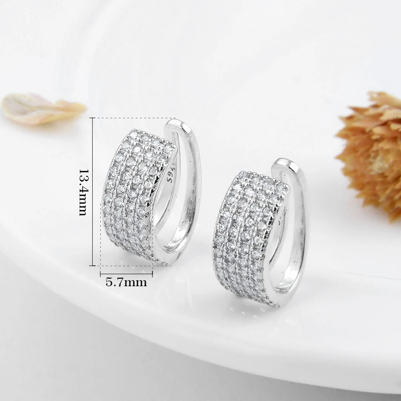 

New Authentic 925 Sterling Silver Glistening Clear CZ Clips Earrings for Women gift Fashion Earings luxury Party Jewelry 2018