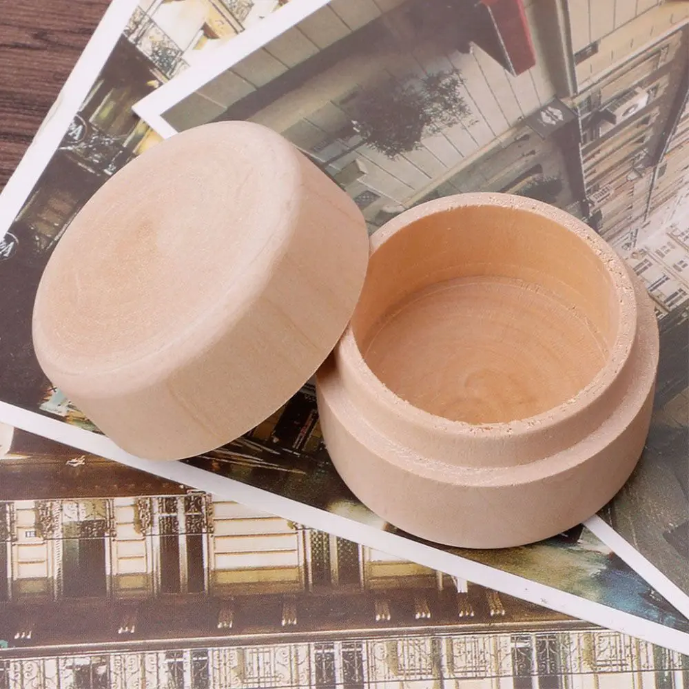 

New 1Pcs Small Round Wooden Storage Boxes Ring Box Vintage decorative Natural Craft Jewelry box Case Wedding Accessories