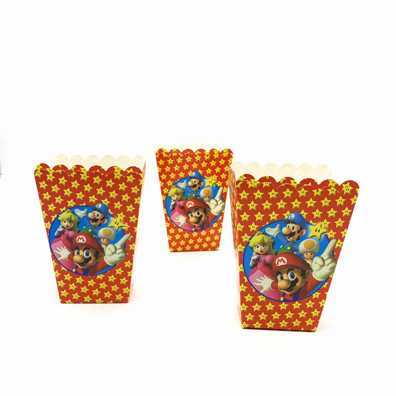 12 шт./лот Super Mario коробка для вечеринки поставки украшения для детская бумага коробки для попкорна Mario Bros на день рождения украшения, товары для вечеринки