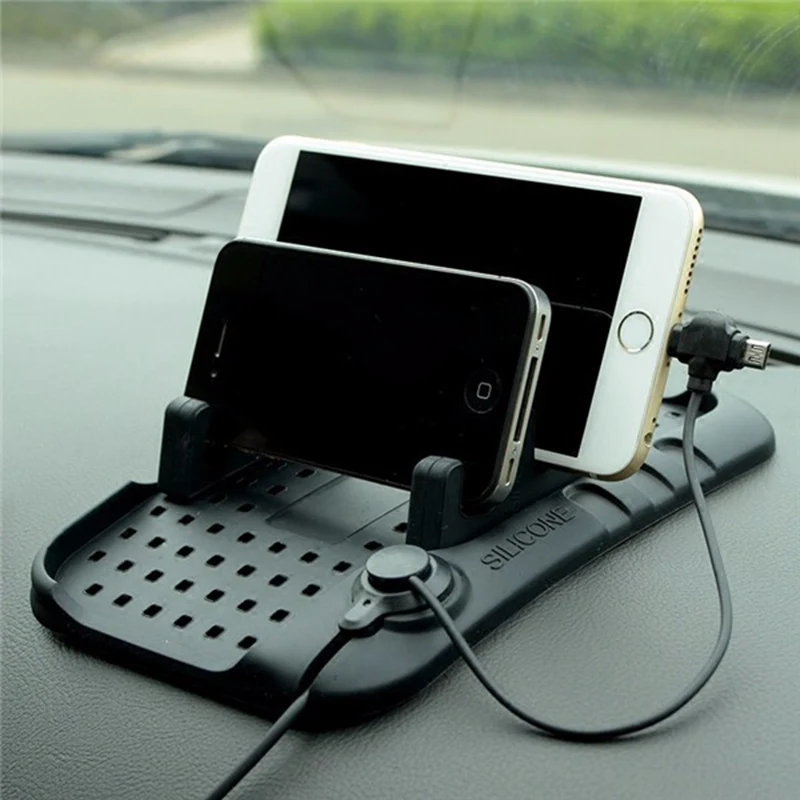 

Mobile Phone Holder Car Dashboard Silicone stand With Magnetic USB Charger For iPhone Android Multi-functional Charging Cable