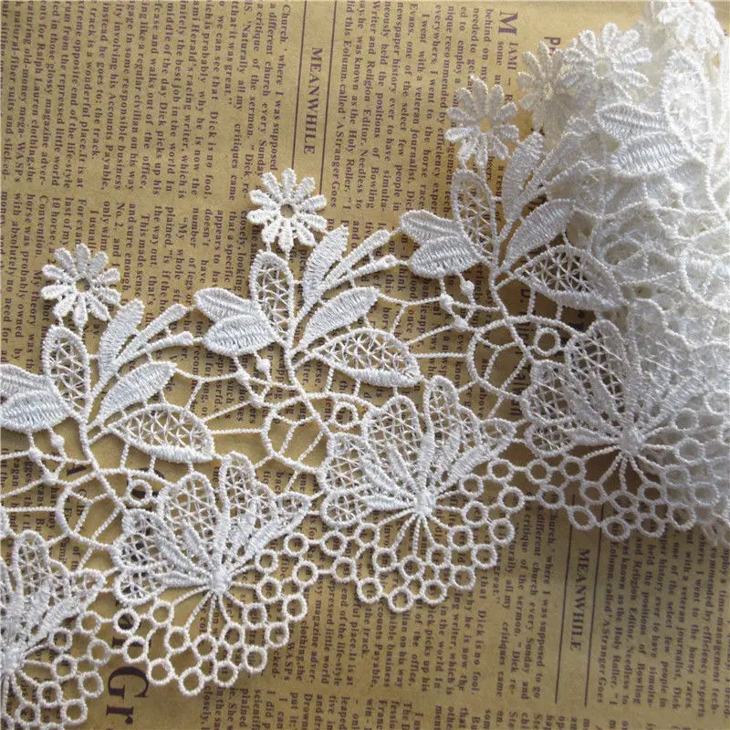1yd Vintage Embroidered Lace-trimmed Ribbon Wedding Applique Diy Sewing EL 1yd Vintage Embroidered Lace-trimmed Ribbon Wedding Applique Diy Sewing EL