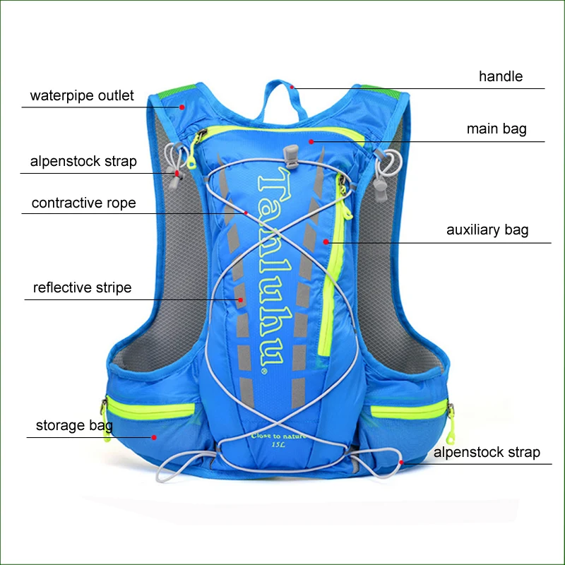 RBP02 15L maratón deporte al aire libre chaleco Trail Running bolsa de hidratación mochila escalada con mochila senderismo ciclismo mochila