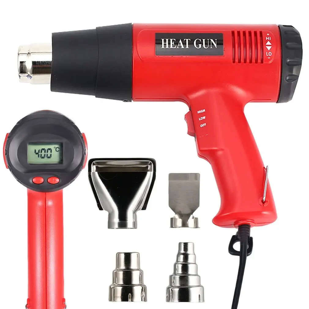 

Hot Air Heat Gun 866B 2000W Digital LCD Electric Temperature Fan Adjustable Shrink Paint Stripper Rework DIY Tool + Nozzle