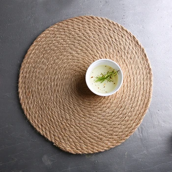 

Creative Japanese cotton and hemp line mat round western food striped tablecloth, tablecloth, tablecloth, planter, multi-fleshed