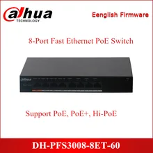 Dahua 8 CH Fast Ethernet PoE коммутатор Поддержка PoE+ и Hi-PoE блок питания стандартный PFS3008-8ET-60 с 4 CH PoE
