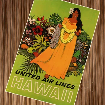 

Vintage Hawaii Travel Tourism Go by United Airlines Surf Retro Poster Canvas Painting DIY Wall Paper Posters Home Decor Gift