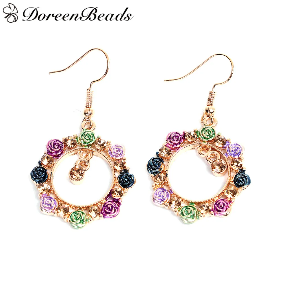DoreenBeads золотые романтические висячие серьги с венком для женщин и девочек