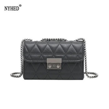 

NYHED Classical Women Flap Handbags Soft Plaid PU Chains Crossbody Bag Lock Shoulder Bags