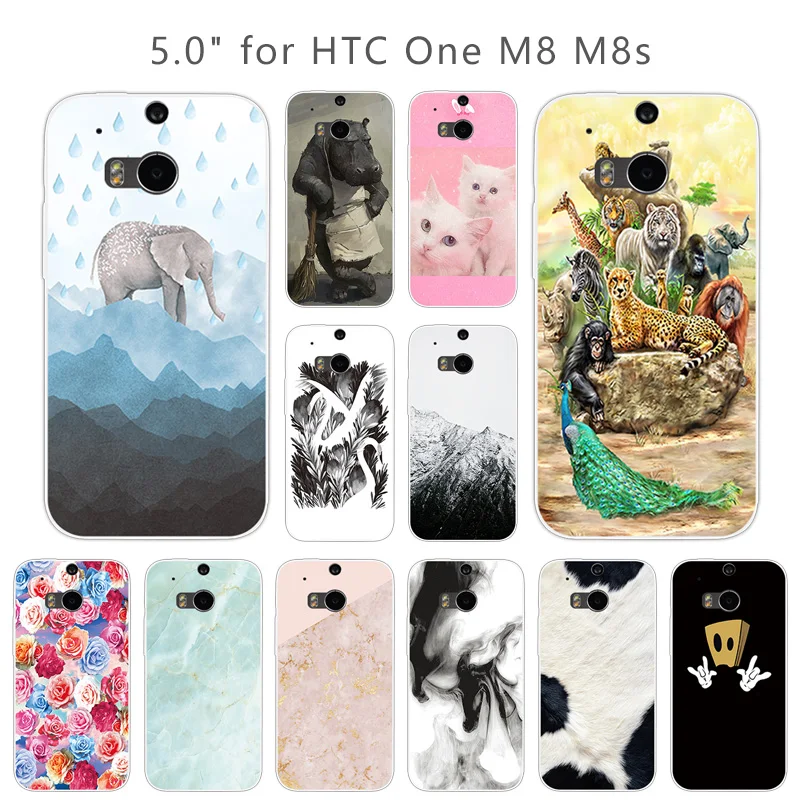 Для HTC One M8 M8s чехол для M8/M8S Чехлы сотовых телефонов мягкий ТПУ с животным M8/M 8/M 8