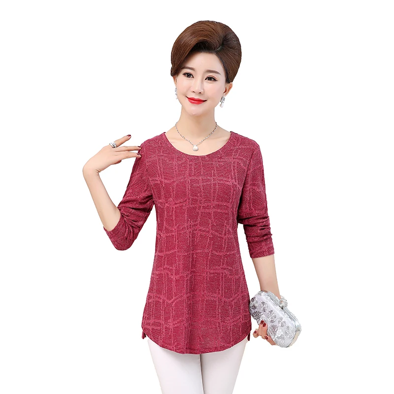 WAEOLSA Autumn Woman Basic Tops Red Khaki Green Knitted
