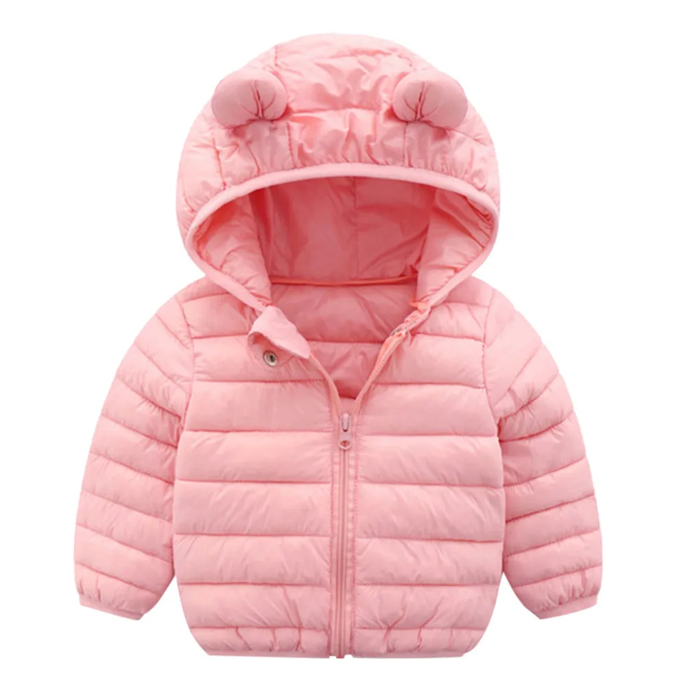 

Chlidren Boys Girl Winter Coats Jacket Kids Zip Thick baby boy winter clothes Ears Snow Hoodie Clothes DEC28