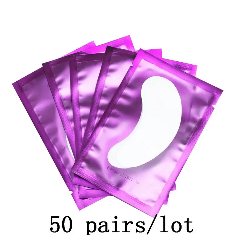 50/100 Накладные ресницы расширение бумажные патчи прикрепленная ресница под подушками для глаз 7 цветные ресницы под накладки для глаз инструменты для ресниц - Цвет: Purple 50