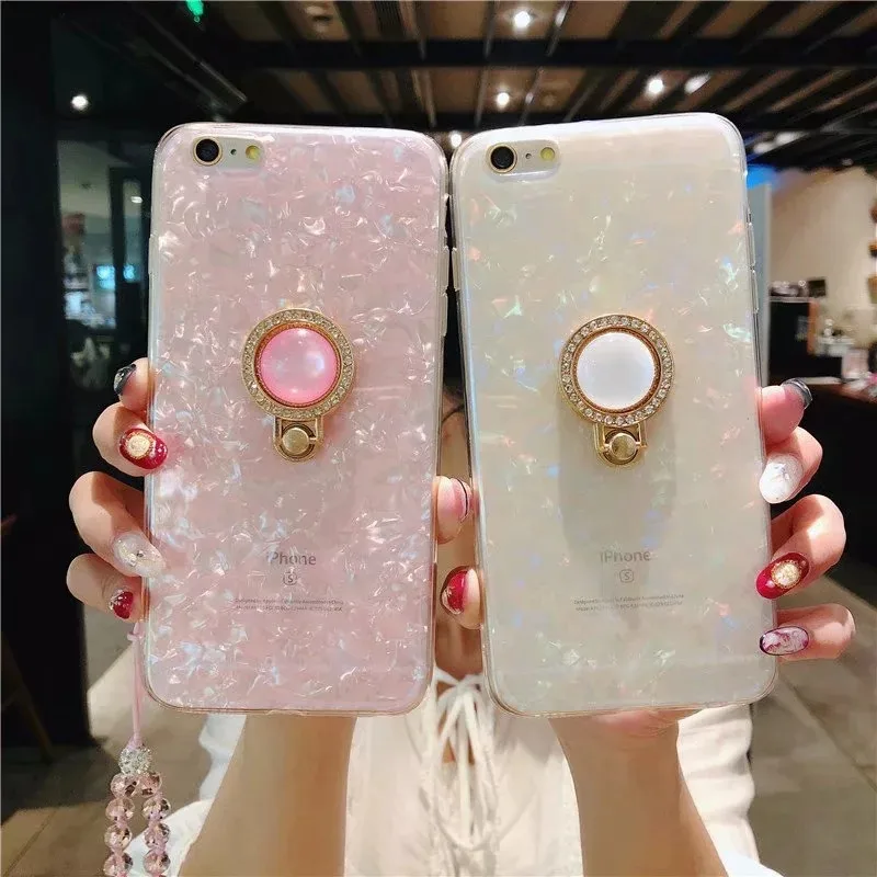 

Okme For iphone 6s 6 7 8 Plus XS MAX XR Fashion Marble silicon Ring Phone Cases For iphone 7 Case Hide Stand Holder Cover