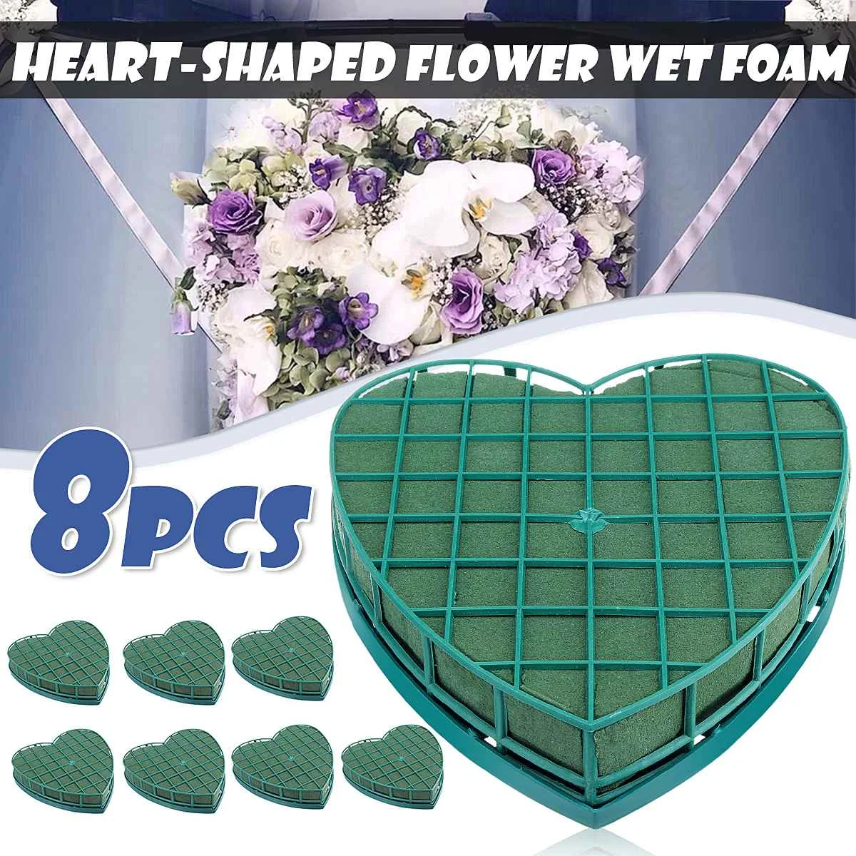 

20*22cm DIY Plastic Heart Shape Flower Wet Foam Modelling DIY Wedding Party Car Table Display For Wedding Car Decoration