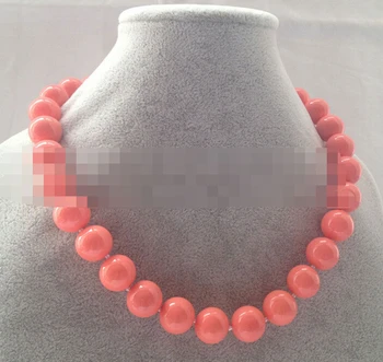 

02593 perfect round pink coral color south sea shell pearl necklace