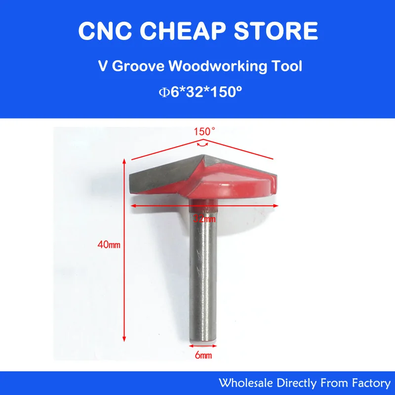 2pcs 6mm*32mm*150 Degree CNC carbide end mill tool 3D woodworking