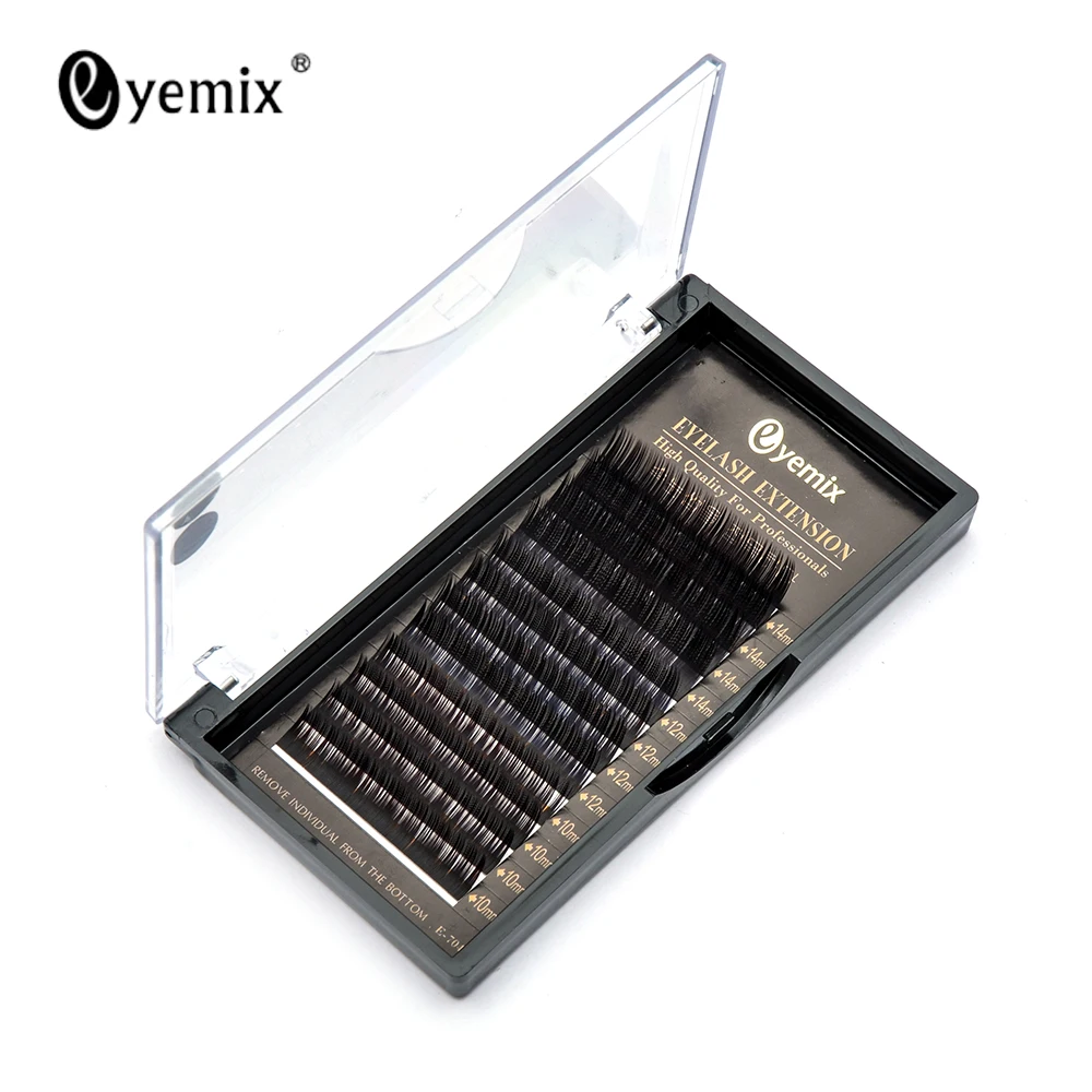 Eyemix C Curl Synthetic lash individual eyelashes extension fake false 12 lines a tray Brown Blue lashes | Красота и здоровье