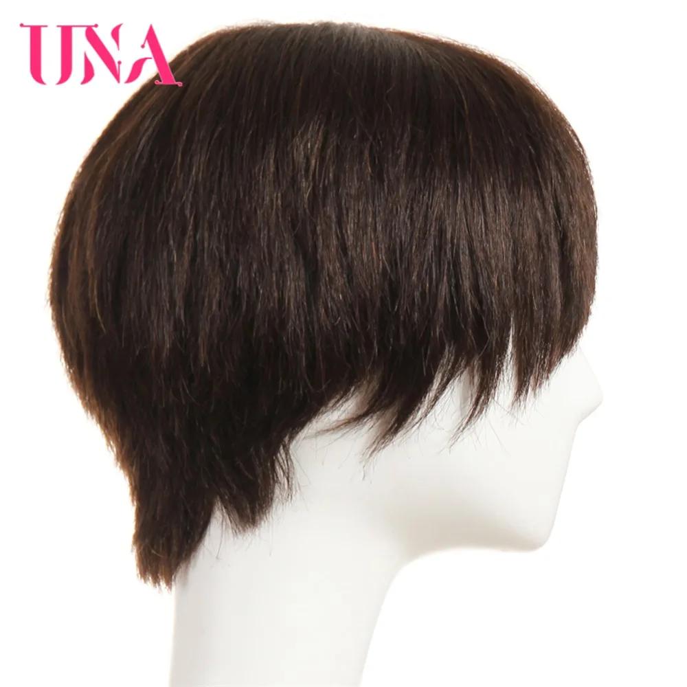 UNA Human Hair Wigs Half Hand-Tied Wigs Non-Remy Human Hair Malaysian Straight Human Hair Wigs Short Human Hair Wigs