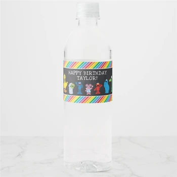 

Personalized Sesame Street Pals Chalkboard Rainbow Birthday Water Bottle Label Decorations Kids,Party Supplies Baby Shower