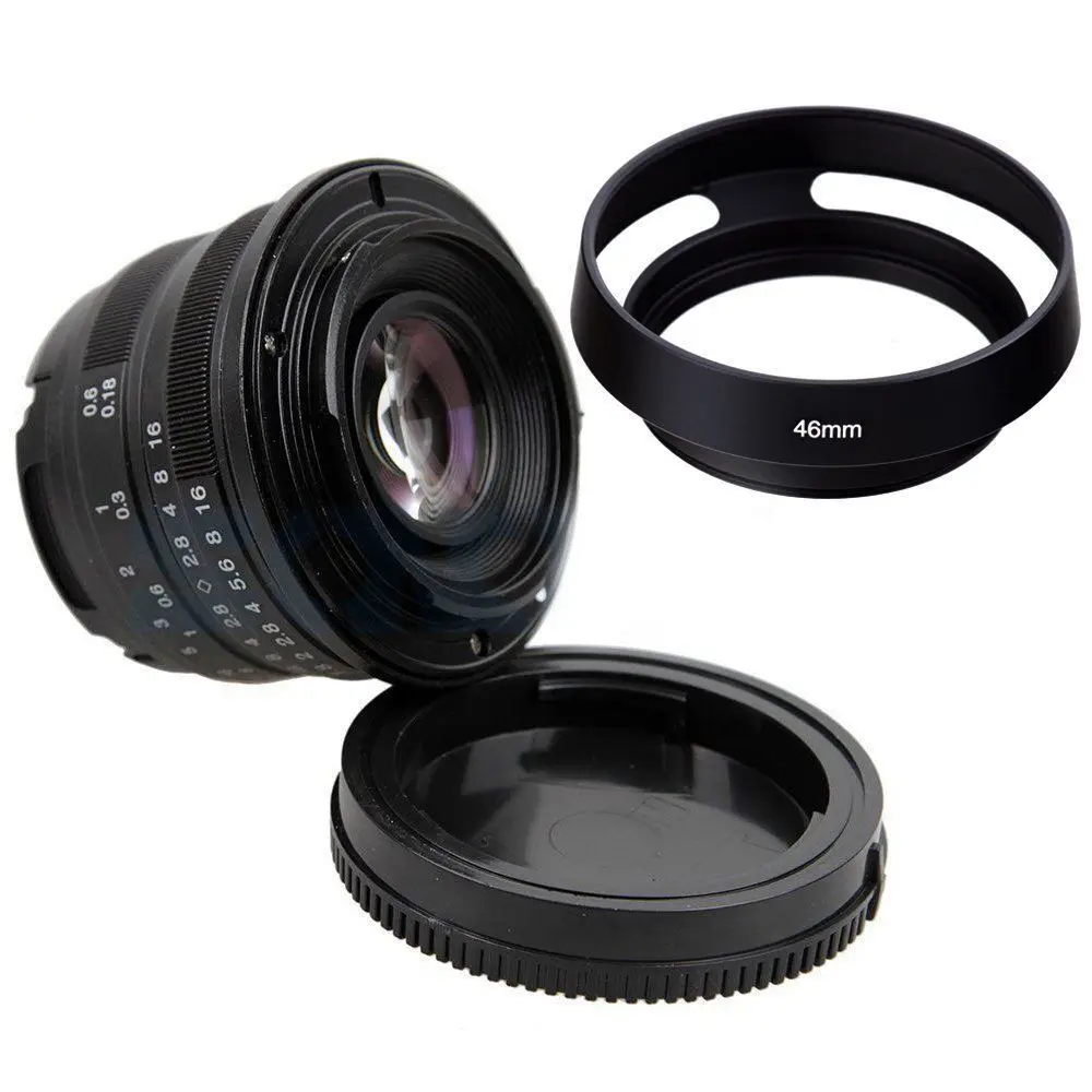 Black/Sliver 25mm F/1.8 HD MC Manual Focus Lens +Lens hood for Sony E