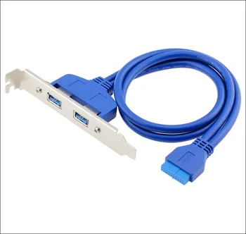 

10PCS/LOT 2 Ports USB 3.0 Female Back Panel to MB 20pin Header Connector Cable Adapter with PCI Slot Plate Bracket