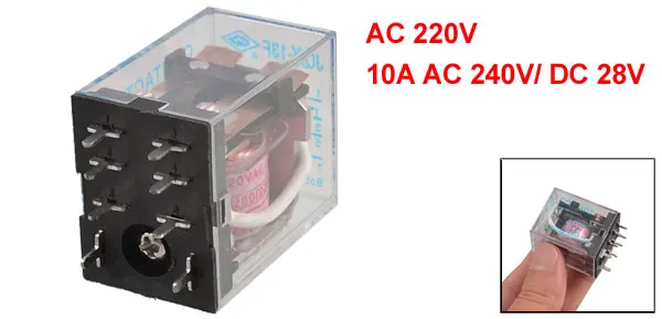 AC 220V Coil 10A 240VAC 28VDC Electromagnetic Relay JQX-13F2ZA 8 Pin DPDT