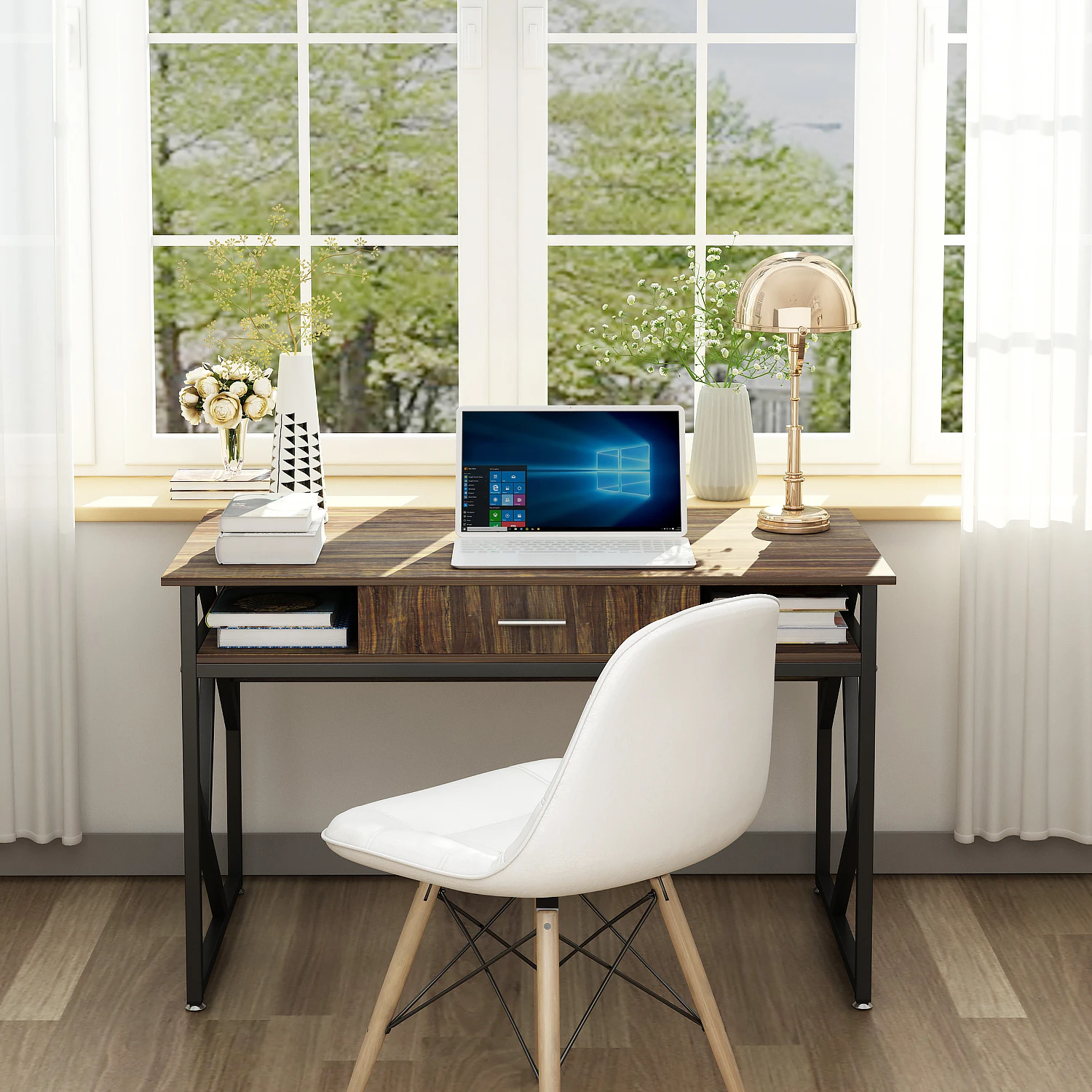 Computer Desk with Drawer DEWEL 47” Executive Desk Office Write Desk PC Laptop Workstation Space-Saving Study Desk with Storage Computer Desk with Drawer DEWEL 47” Executive Desk Office Write Desk PC Laptop Workstation Space-Saving Study Desk with Storage